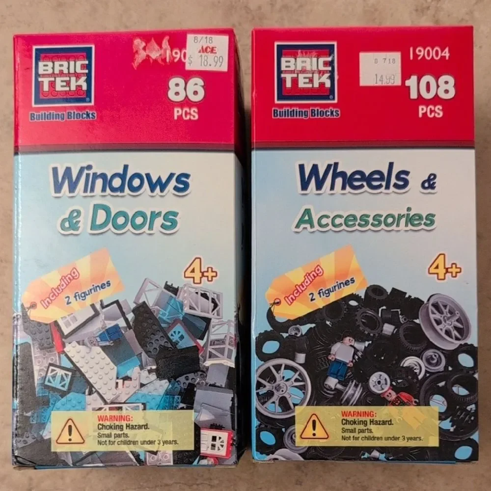 Bric Tek Building Blocks Set - Windows & Doors and Wheels & Accessories Mini Fig